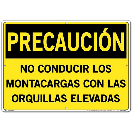 Vestil Aluminum Sign, 14-1/2" Height, 20-1/2" Width, Aluminum, Rectangle, Spanish SI-C-58-E-AL-080-S